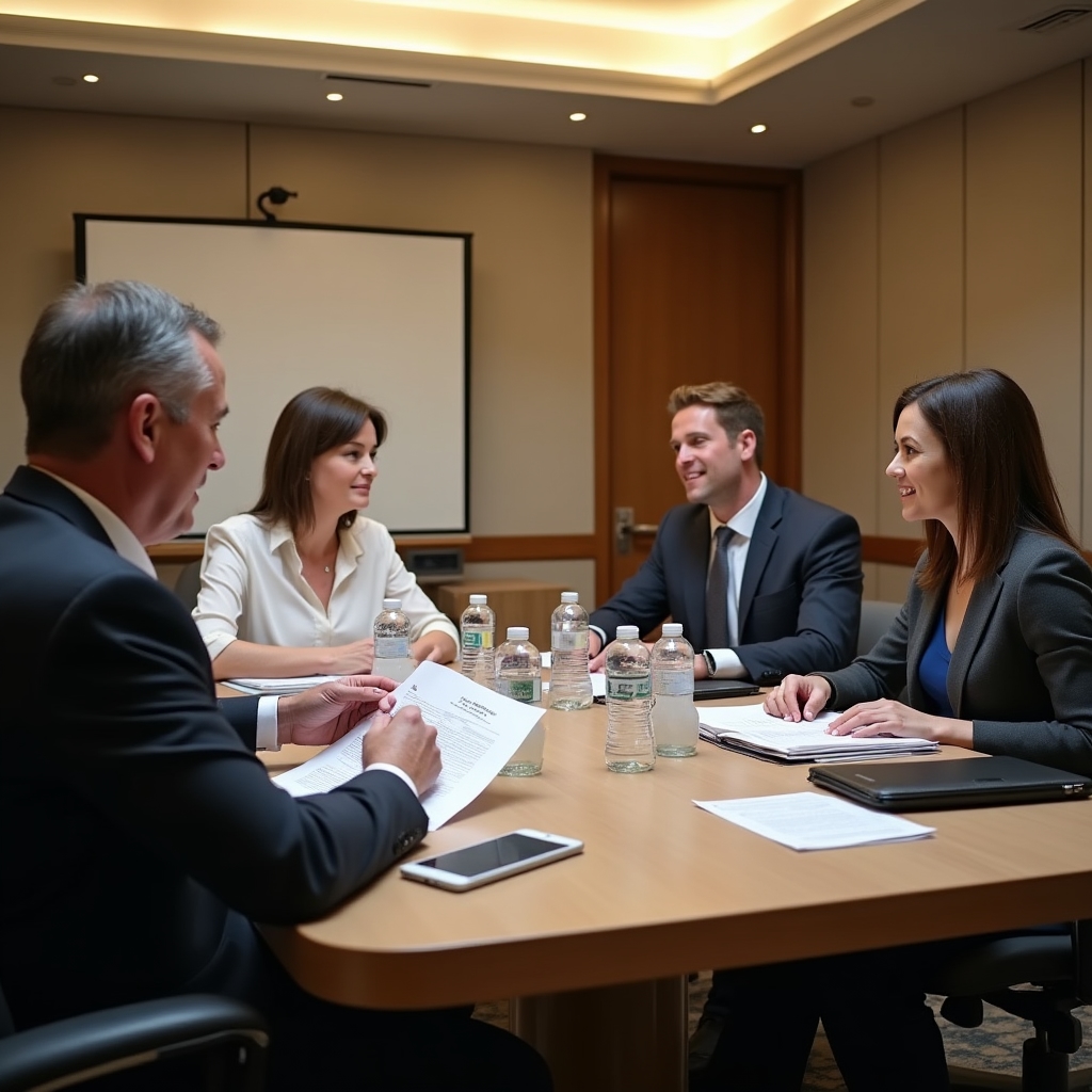 Profesioniști în negociere la masa de conferință